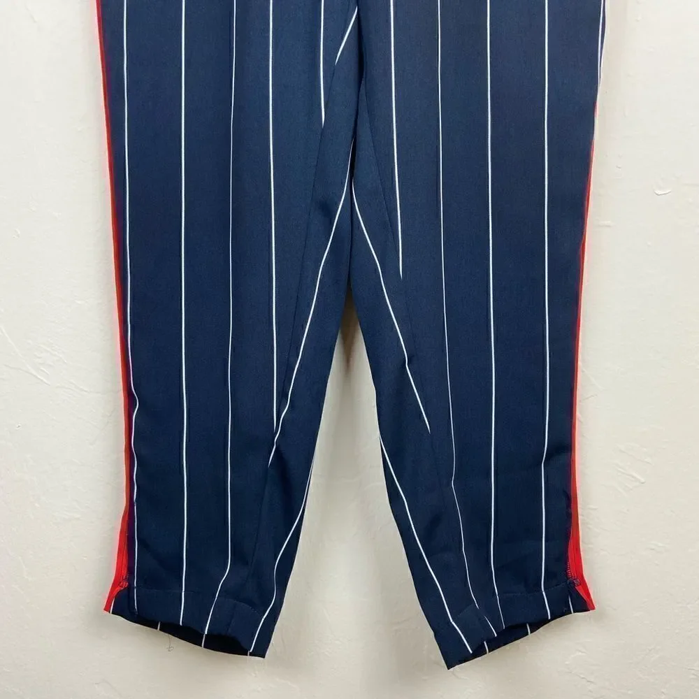 Anthropologie ett:twa Piped + Striped Navy Pant